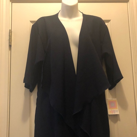 LuLaRoe Shirley Kimono Blue Long Flowy Duster with Angel Sleeves Size S - Picture 2 of 5